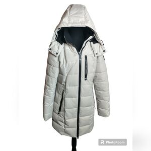 Noize Hannah Mid Length Parka, white Size M, vegan, cruelty free